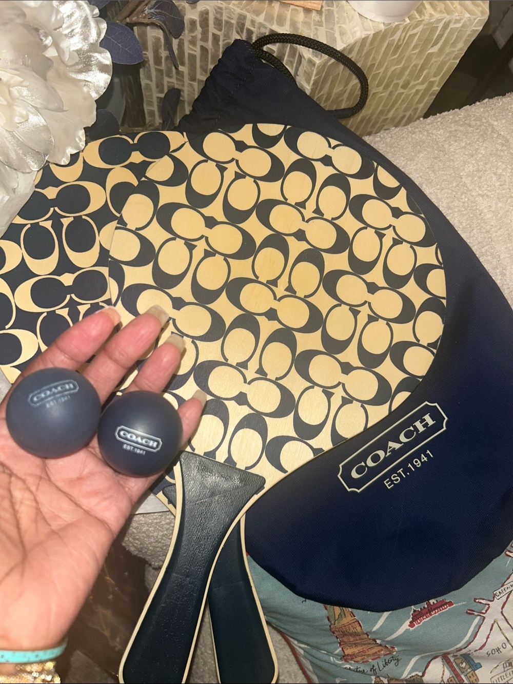 Coach Navy Blue White Logo Paddleball Set🥳🥳❌❌